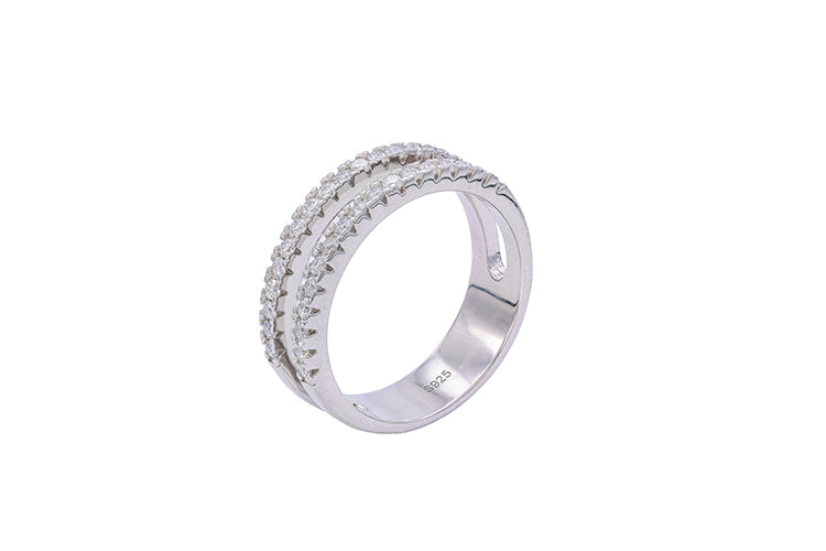 Anel Duplo Cravejado Prata 925 e Moissanite XYR101492