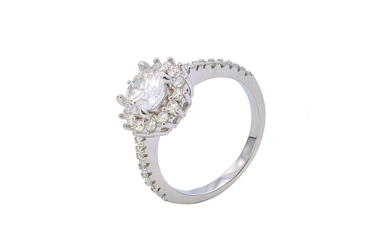 Anel Flor perfeita Prata 925 e moissanite XYR101491