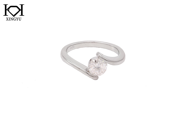 Anel Prata 925 e moissanite KRS09526