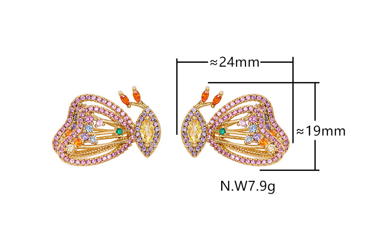 Brincos Borboletas cravejadas XYS101712