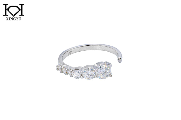 Anel Ajustavel Prata 925 e Moissanite XYR101497