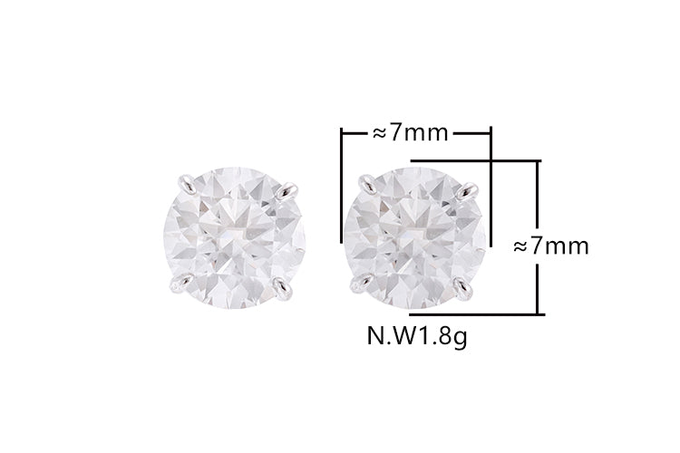 Brinco Ponto de Luz 7mm Prata 925 e moissanite XYE104880