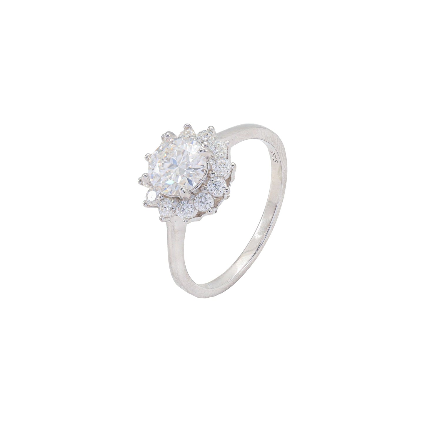 Anel flor Moissanite Prata 925 XYR101457