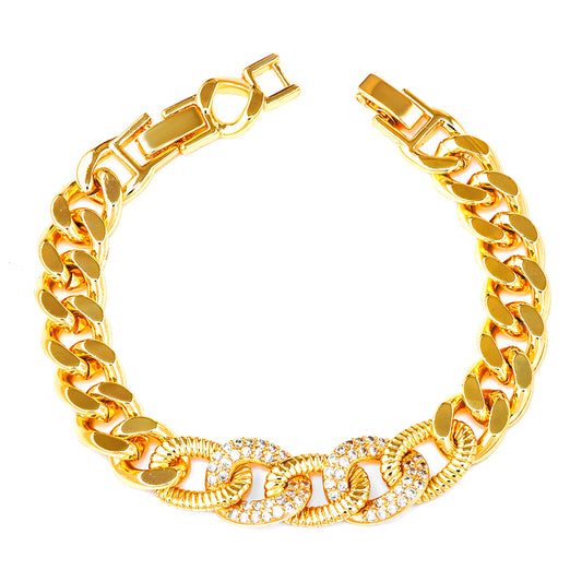 Pulseira elos lisos e cravejados DCG1324