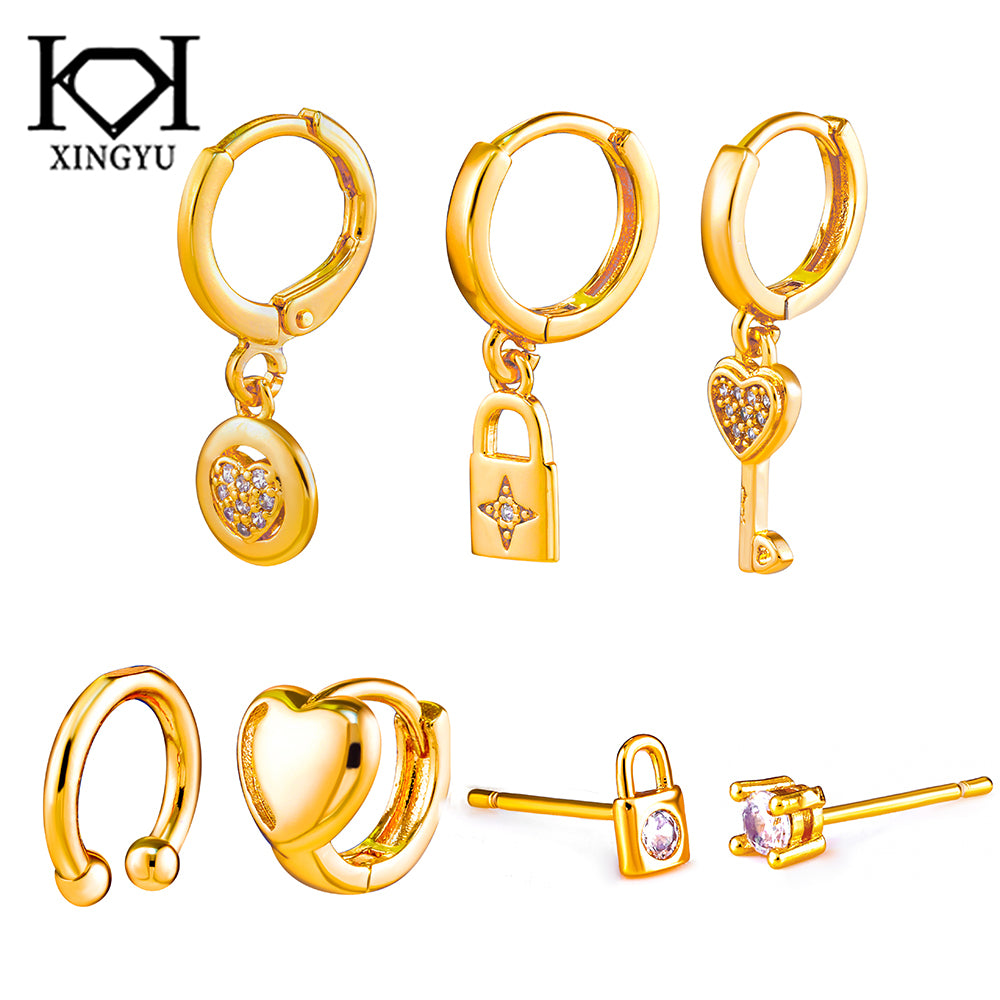 Conjunto brincos Fascinantes e piercing Fake DCG1416