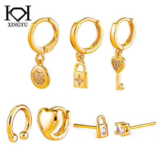 Conjunto brincos Fascinantes e piercing Fake DCG1416