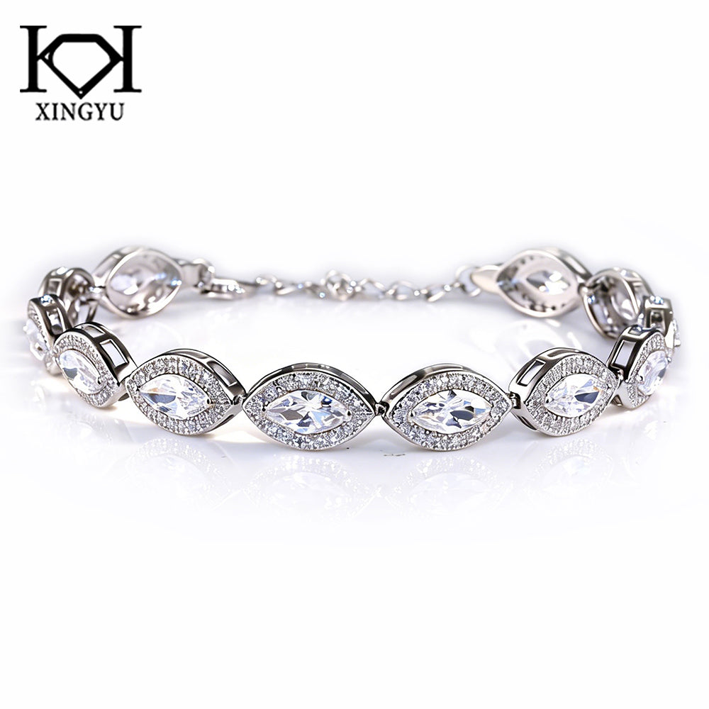 Pulseira Oval Luxo White 17+3cm Prata 925 CH03094