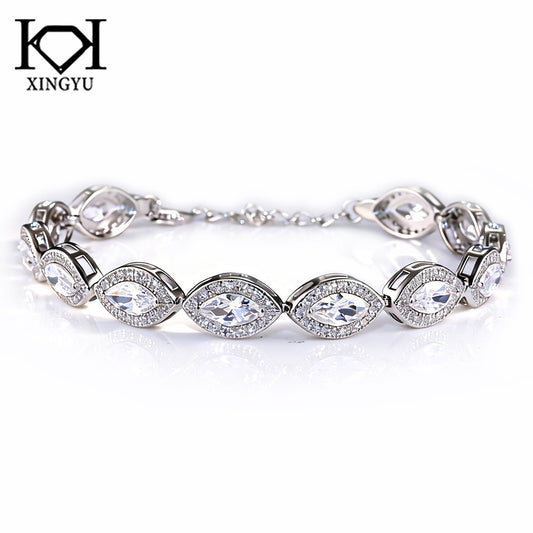 Pulseira Oval Luxo White 17+3cm Prata 925 CH03094