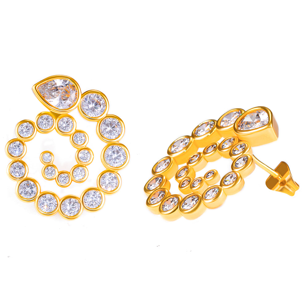 Brincos Espiral Cravejado DCG1079