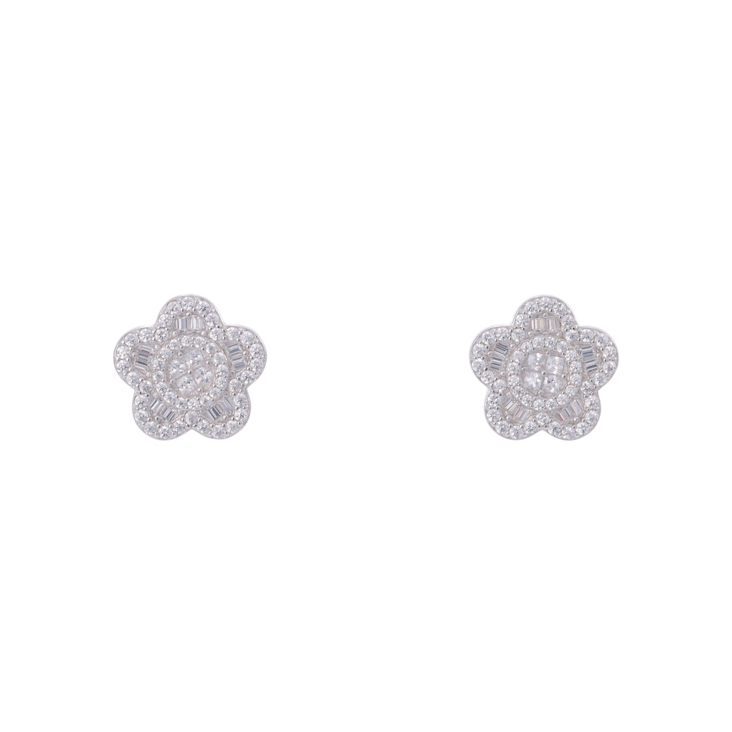 Brinco Flor Cravejada - Prata 925 DCG0340