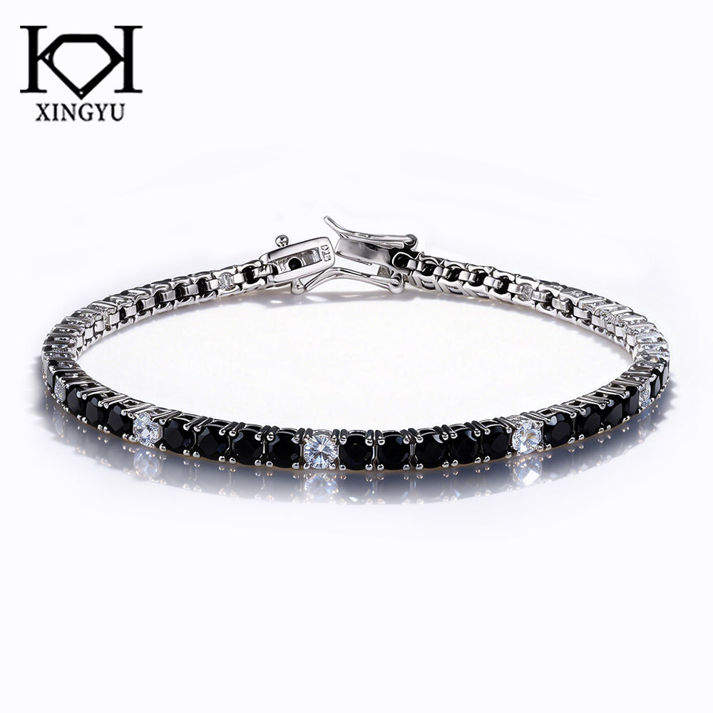 Pulseira Riviera Black e White 18.5CM Prata 925 CH03102