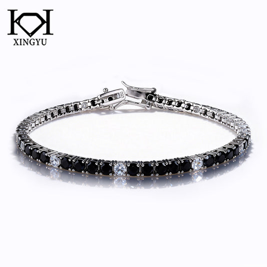 Pulseira Riviera Black e White 18.5CM Prata 925 CH03102