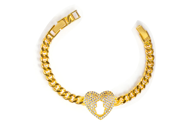 Pulseira Coracao cravejado DCG1095