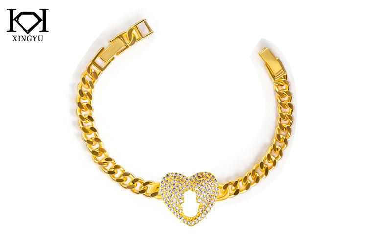 Pulseira Coracao cravejado DCG1095