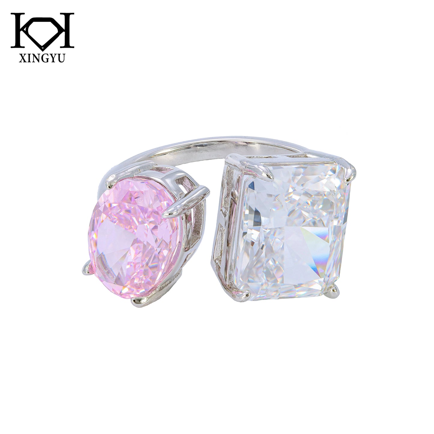 Anel Prata 925 pedra dupla ( Diamante de alto Carbono) XYR101487