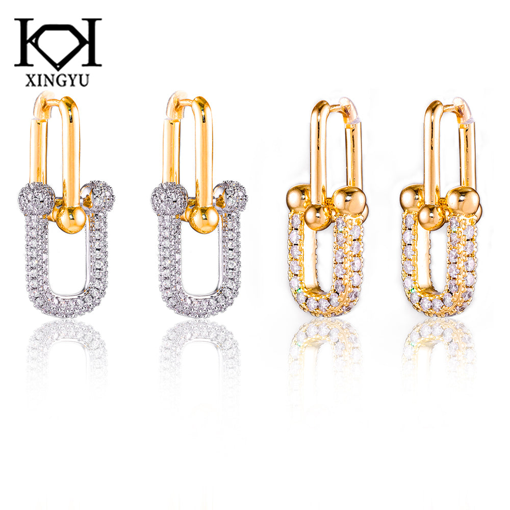 Brincos Elos Luxo Inspiracao dourado DCG1068