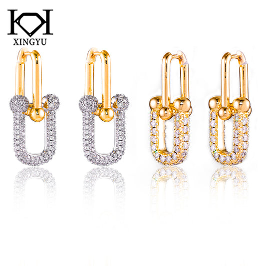 Brincos Elos Luxo Inspiracao dourado DCG1068