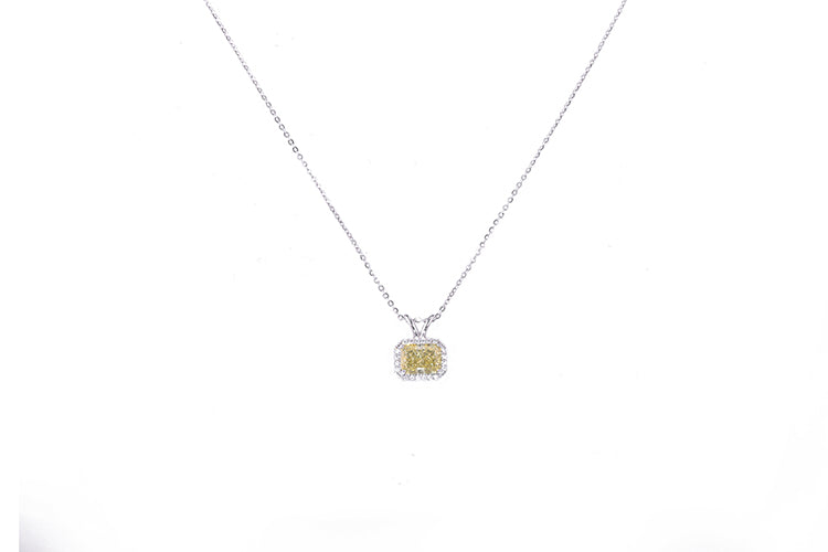 Colar Sublime prata 925 pingente diamante de alto carbono Fancy Yellow YE08057A8Co