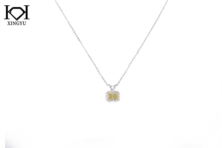 Colar Sublime prata 925 pingente diamante de alto carbono Fancy Yellow YE08057A8Co