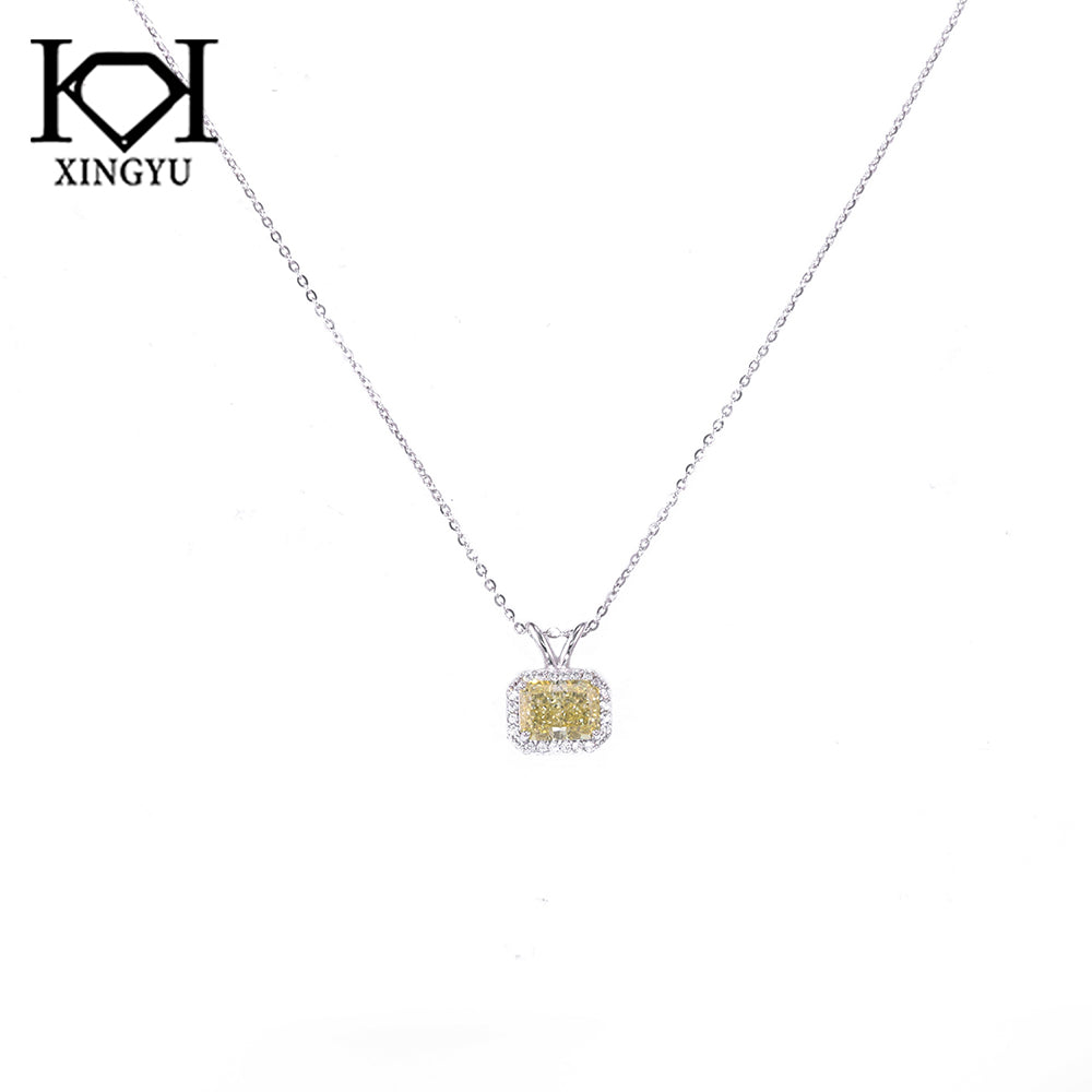 Colar Sublime prata 925 pingente diamante de alto carbono Fancy Yellow YE08057A8Co