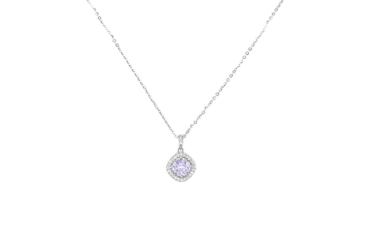 Colar Prata 925 e pingente em dimante de alto carbono lavanda YE08081A8Cm
