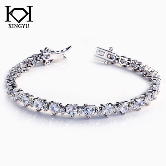 Pulseira riviera Coração 17CM Prata 925 CH03173