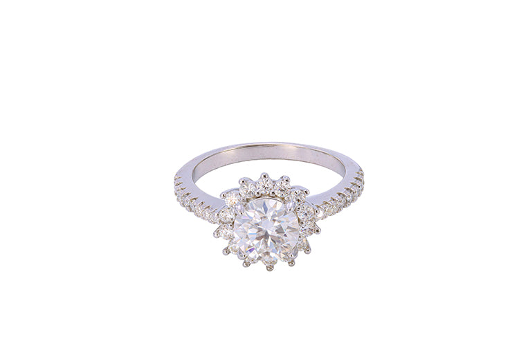 Anel Flor perfeita Prata 925 e moissanite XYR101491