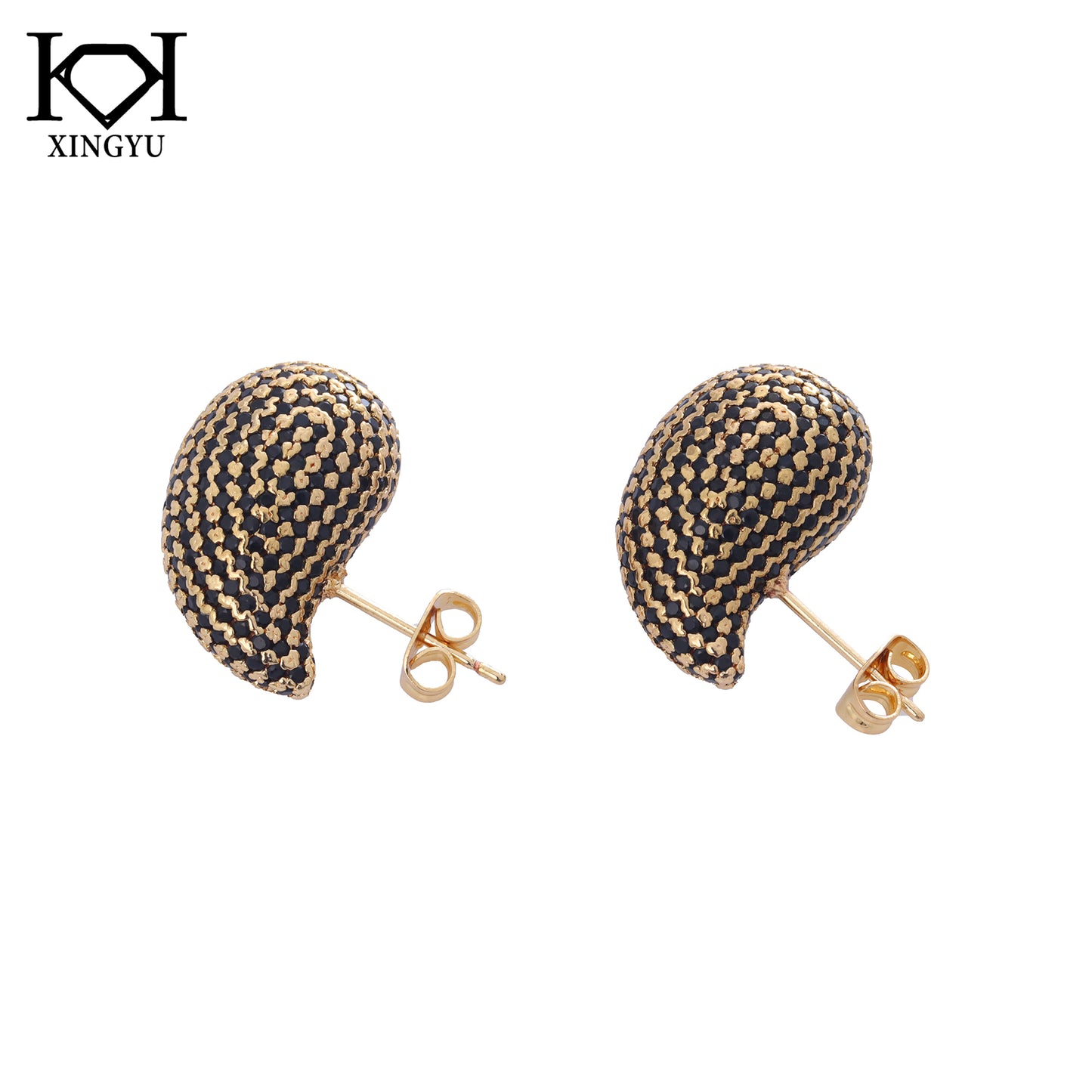 Brincos Duo Gotas Cravejadas XYS101965