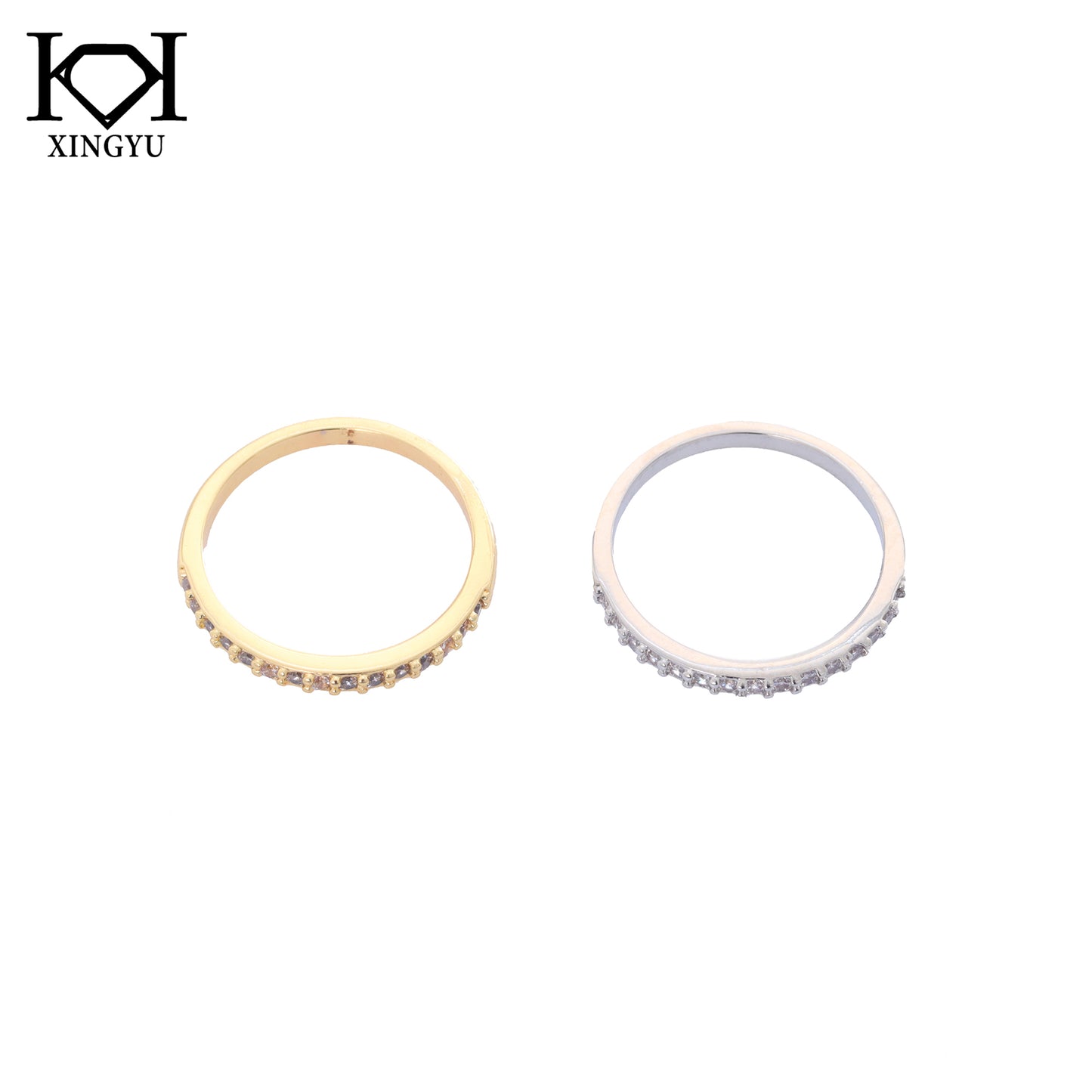 Anel Meia Alianca Cravejada XYR102661