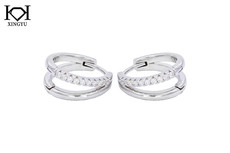 Brincos Argolinha dupla Prata 925 XYE104913