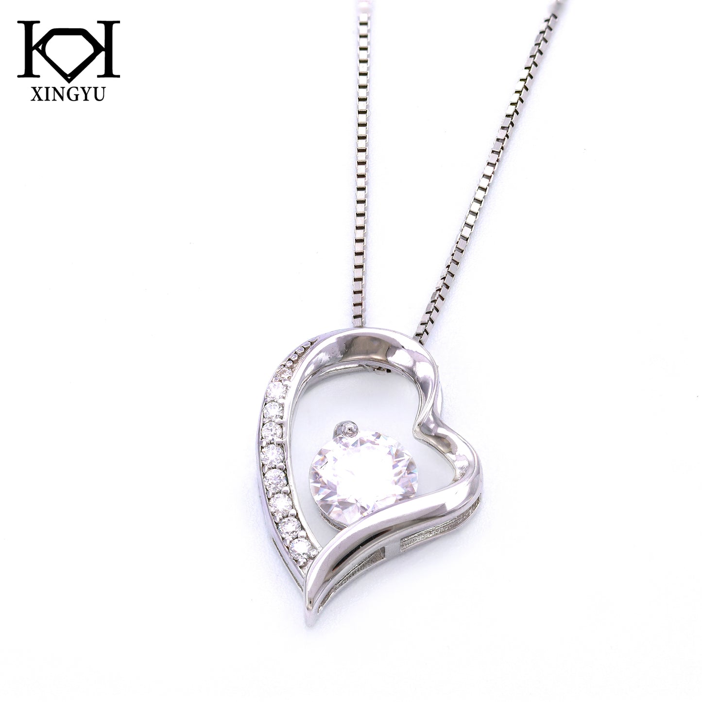 Colar prata coracao  925 e moissanite XYN101353