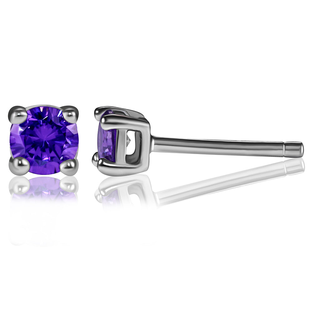 Brinco Solitario purple Lab Grown prata 925 ER-RD3