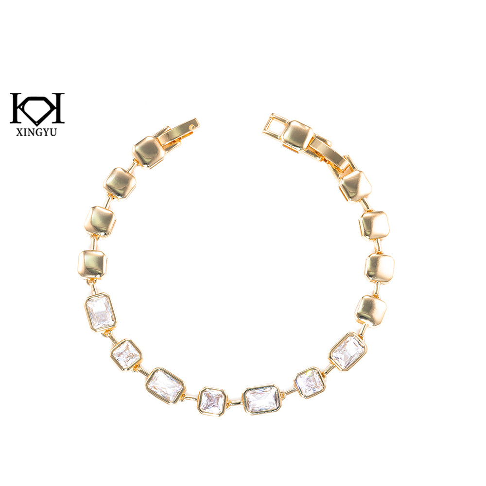 Pulseira Cravacao Inglesa Retangular Luxo DCG0873