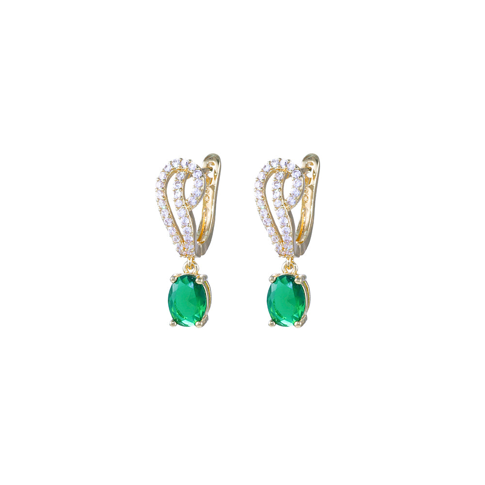 Argolinha cravejada com pedra verde DCG0825