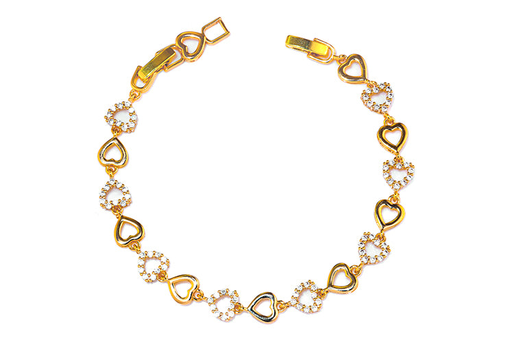 Pulseira Coração Cravejado e Liso DCG1461