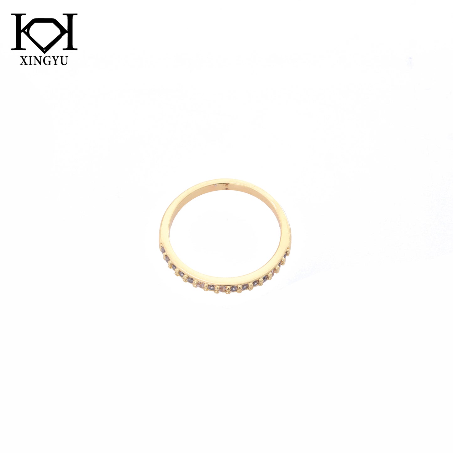 Anel Meia Alianca Cravejada XYR102661