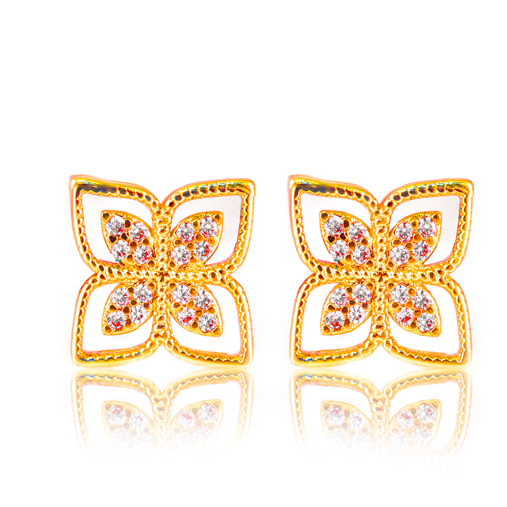 Brincos flores cravejadas DCG1182