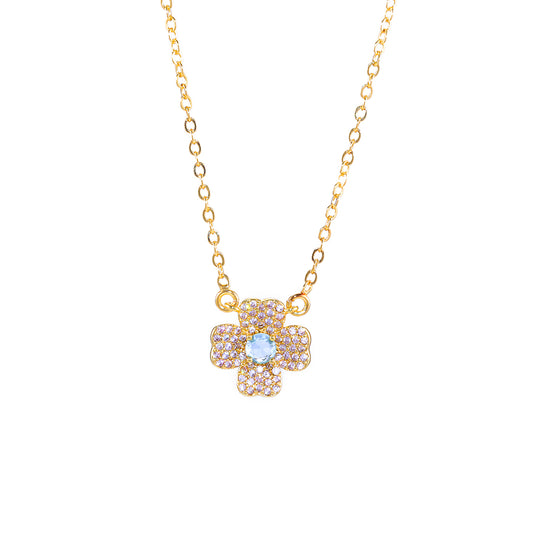 Colar Flores Cravejadas Luxo XYS101866