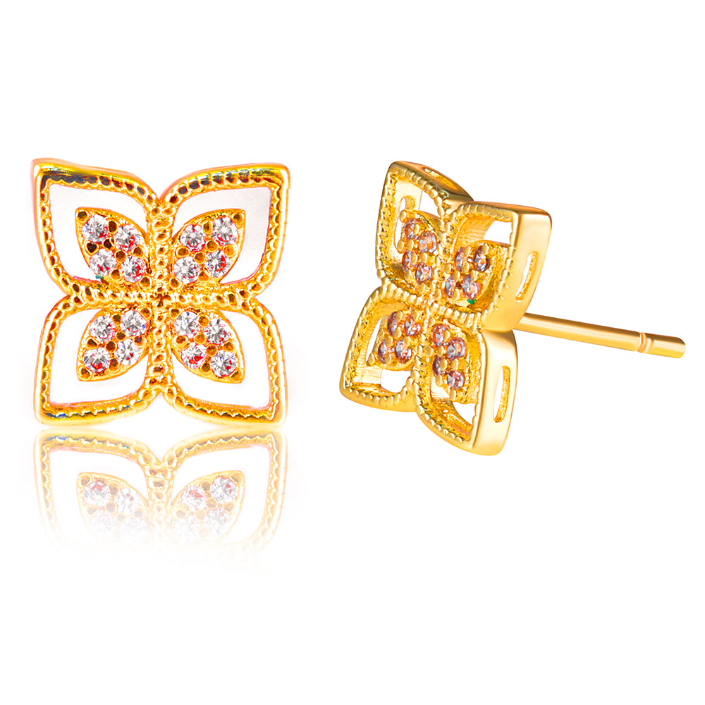 Brincos flores cravejadas DCG1182