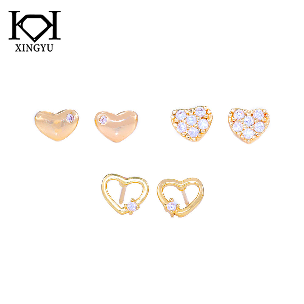Trio de Brincos Amor Dourado ZH1497