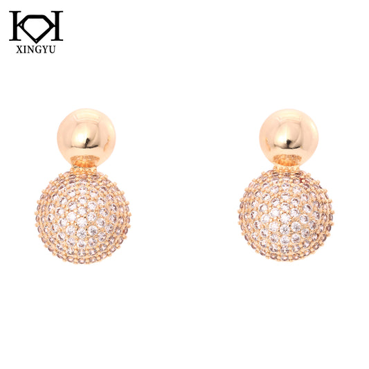 Brincos Esfera Lisa e Cravejada XYE105141