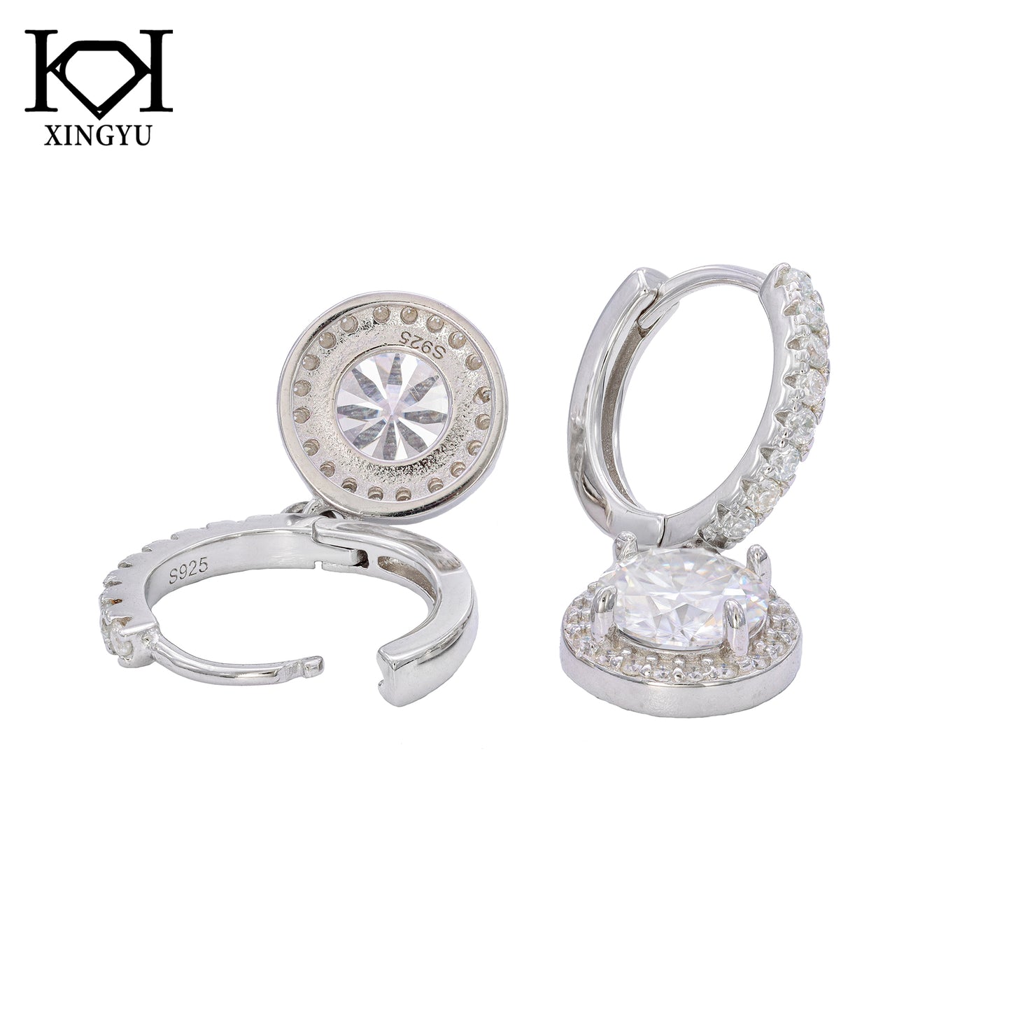 Brincos luxo e Luz Prata 925 e moissanite XYE104918