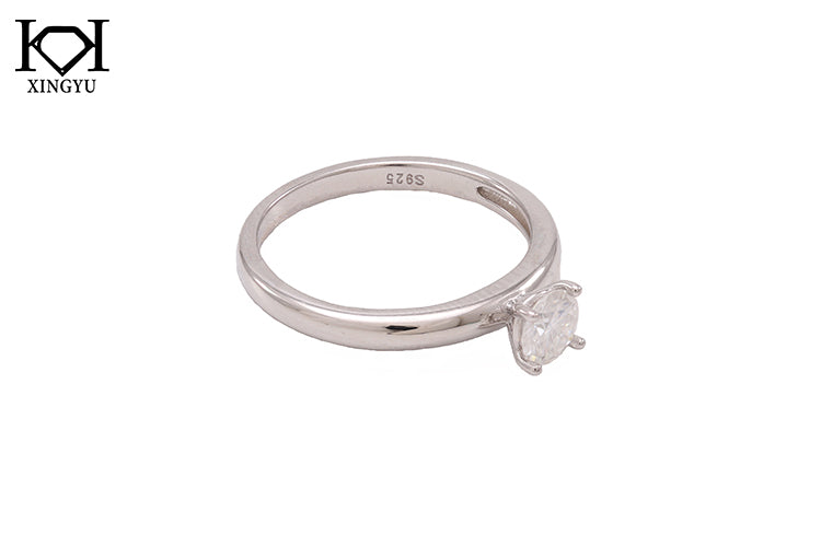 Anel Solitario Prata 925 e Moissanite KRS09571