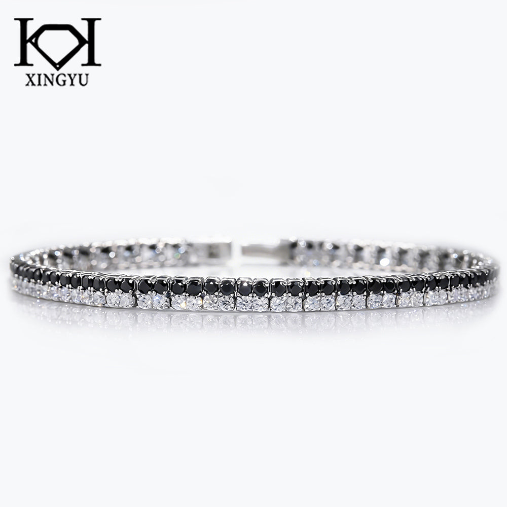 Pulseira Riviera White e Black 18.5CM Prata 925 CH03074