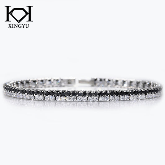 Pulseira Riviera White e Black 18.5CM Prata 925 CH03074