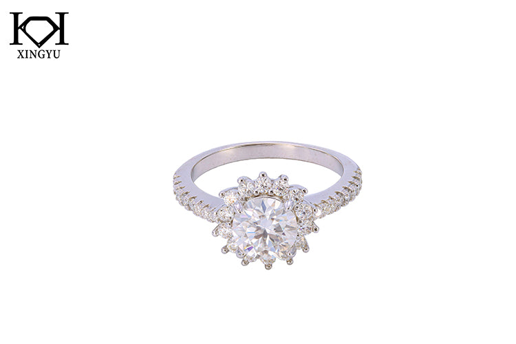 Anel Flor perfeita Prata 925 e moissanite XYR101491