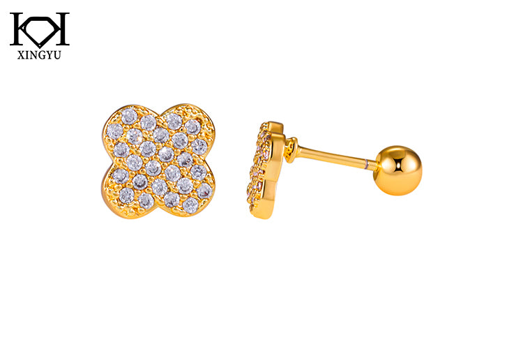 Brincos trevos luxo Cravejados  DCG1077