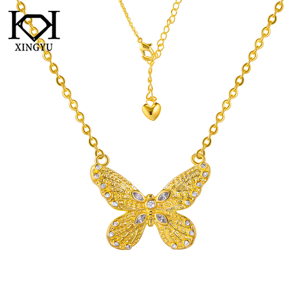 Colar borboleta cravejada luxo DCG1089