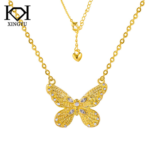Colar borboleta cravejada luxo DCG1089