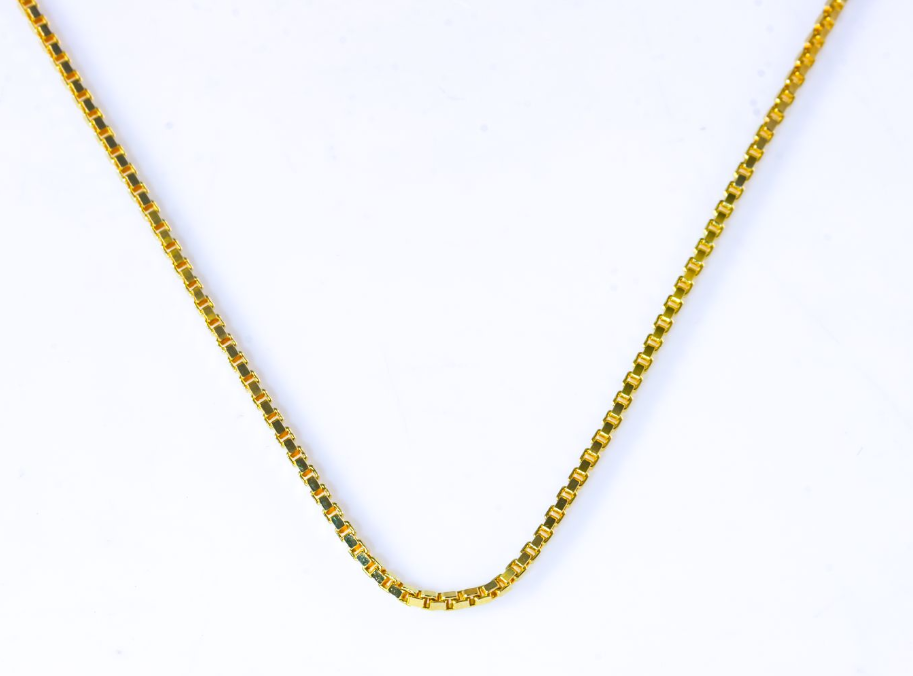 Colar Veneziana Prata 925 banhado a ouro (Box chain)